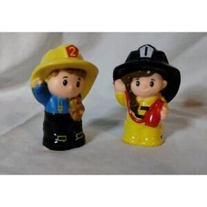 Lot Of 2 Fisher Price Little People Fireman and Firewoman Figures